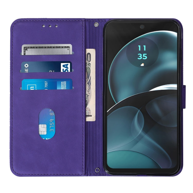 For Motorola Moto G14 Crossbody 3D Embossed Flip Leather Phone Case