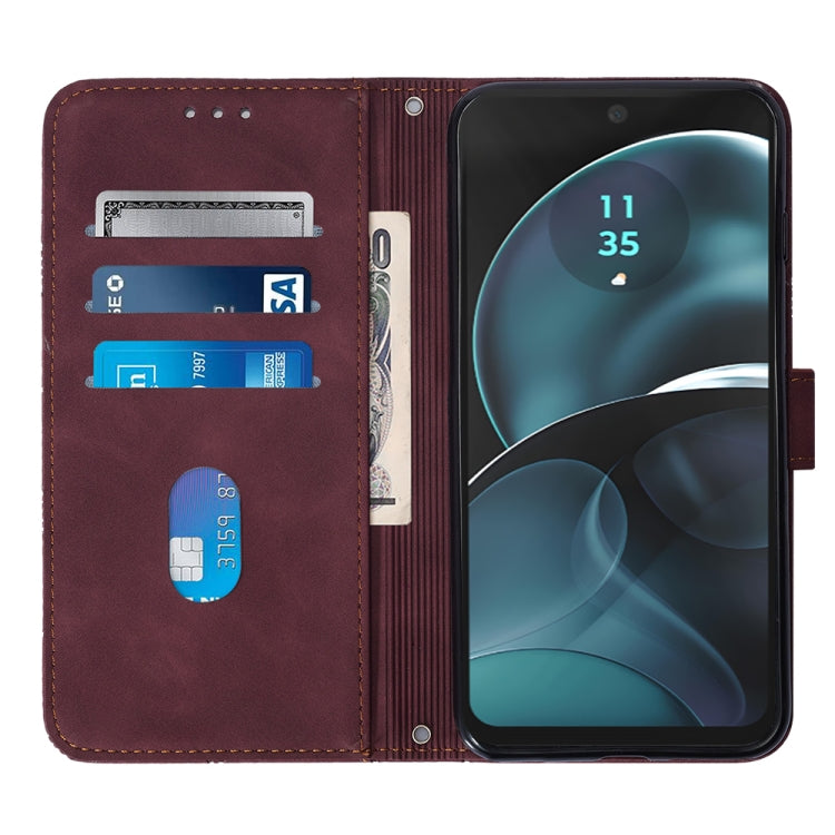 For Motorola Moto G14 Crossbody 3D Embossed Flip Leather Phone Case