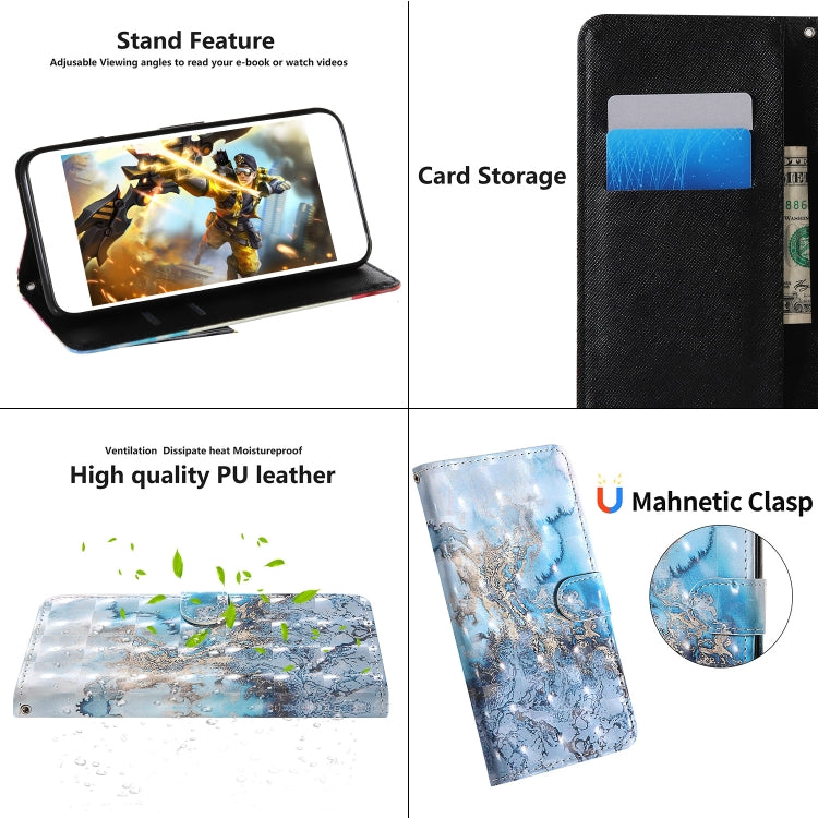 For Google Pixel 3a 3D Painting Colored Drawing Pattern Horizontal Flip TPU + PU Leather Case with Holder & Card Slots & Wallet & Lanyard