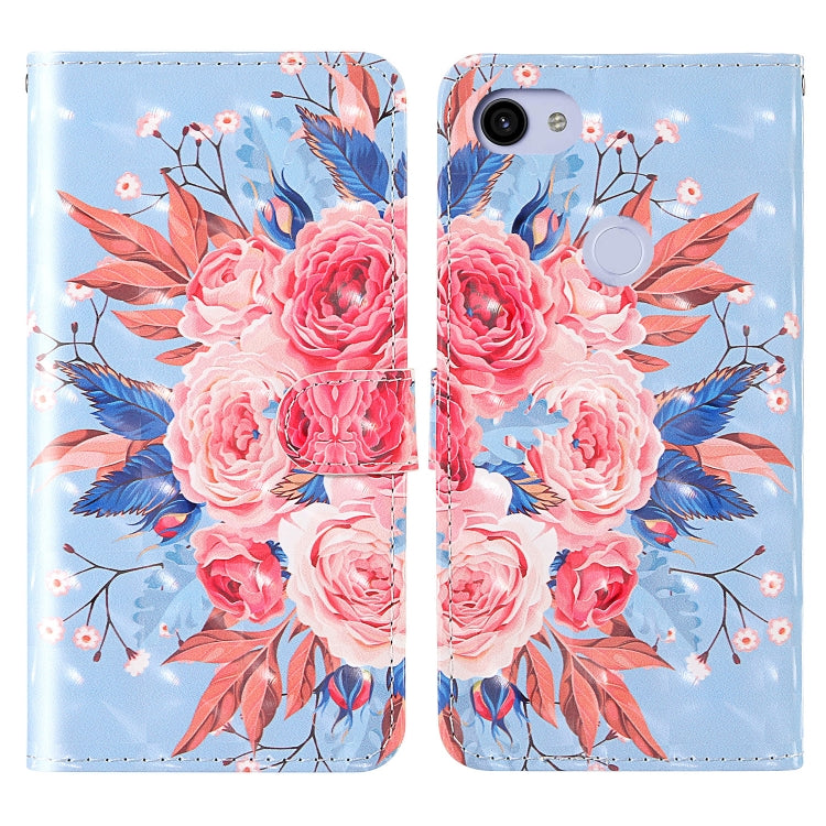 For Google Pixel 3a 3D Painting Colored Drawing Pattern Horizontal Flip TPU + PU Leather Case with Holder & Card Slots & Wallet & Lanyard