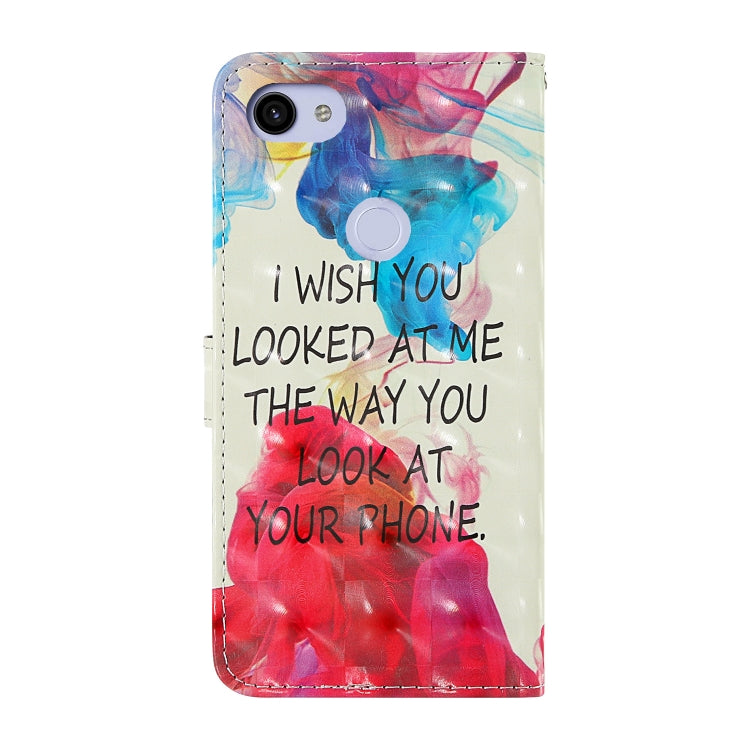 For Google Pixel 3a 3D Painting Colored Drawing Pattern Horizontal Flip TPU + PU Leather Case with Holder & Card Slots & Wallet & Lanyard