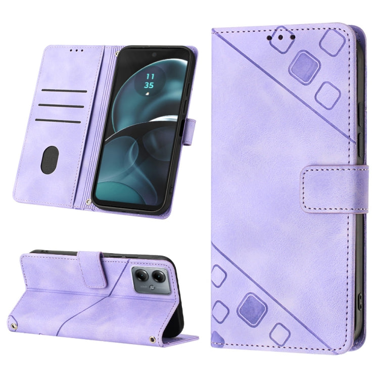 For Motorola Moto G14 Skin-feel Embossed Leather Phone Case