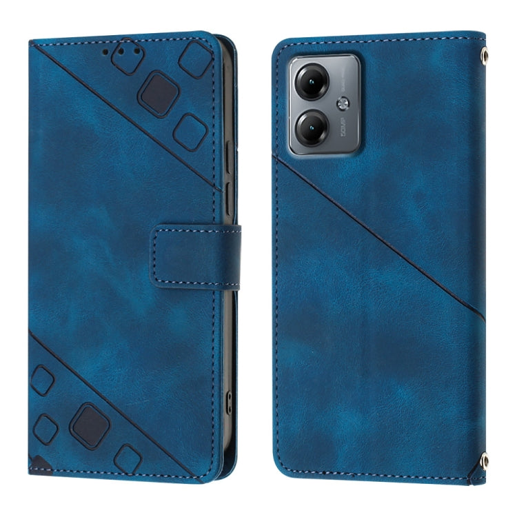 For Motorola Moto G14 Skin-feel Embossed Leather Phone Case