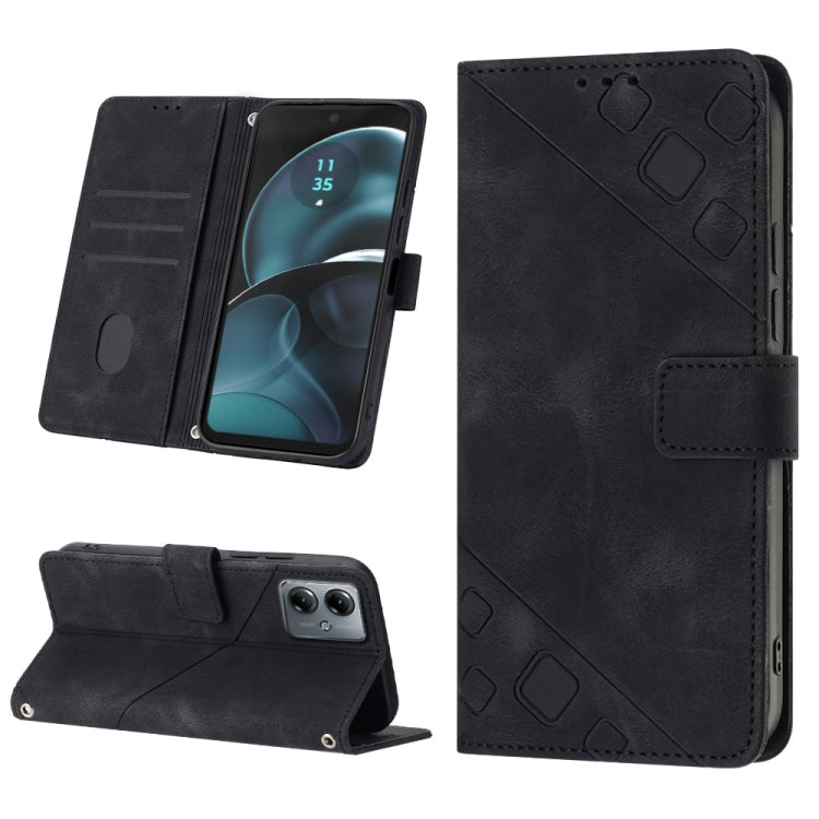 For Motorola Moto G14 Skin-feel Embossed Leather Phone Case