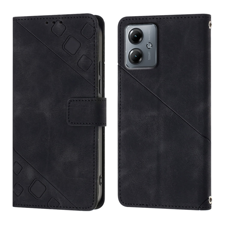 For Motorola Moto G14 Skin-feel Embossed Leather Phone Case