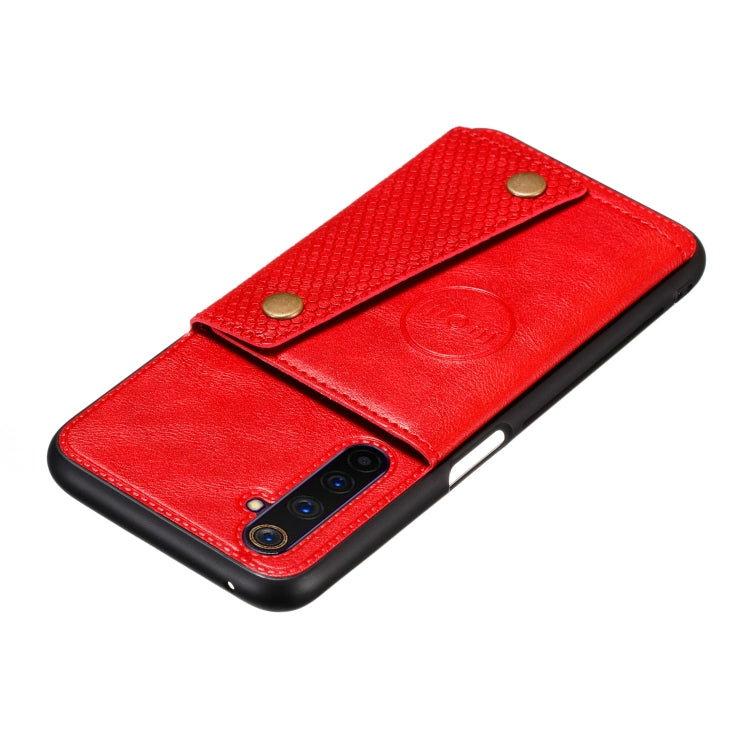 For OPPO Realme 6 Double Buckle PU + TPU Shockproof Magnetic Protective Case with Card Slot & Holder