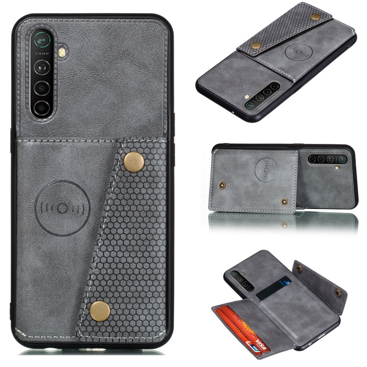 For OPPO X50 Pro 5G Double Buckle PU + TPU Shockproof Magnetic Protective Case with Card Slot & Holder