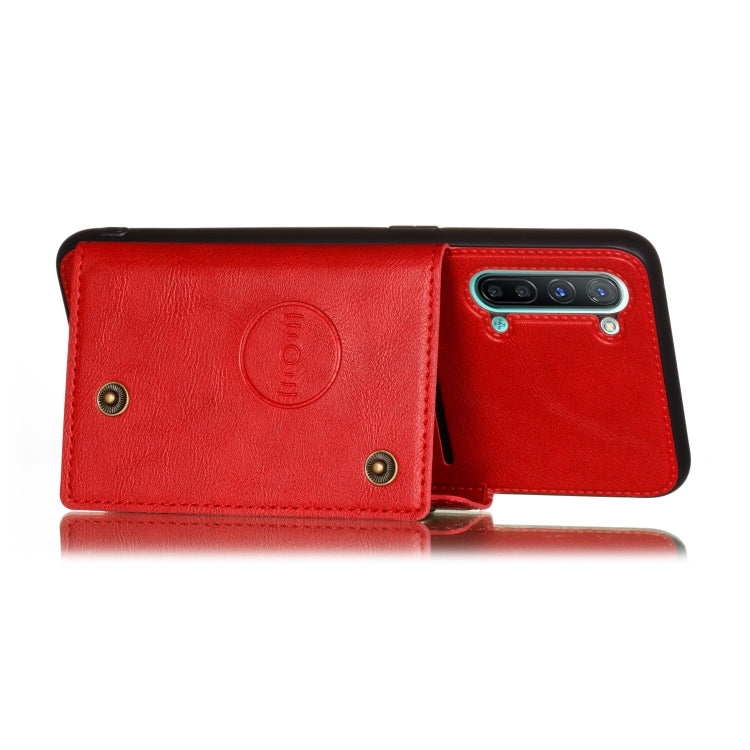 For OPPO Reno3 Double Buckle PU + TPU Shockproof Magnetic Protective Case with Card Slot & Holder