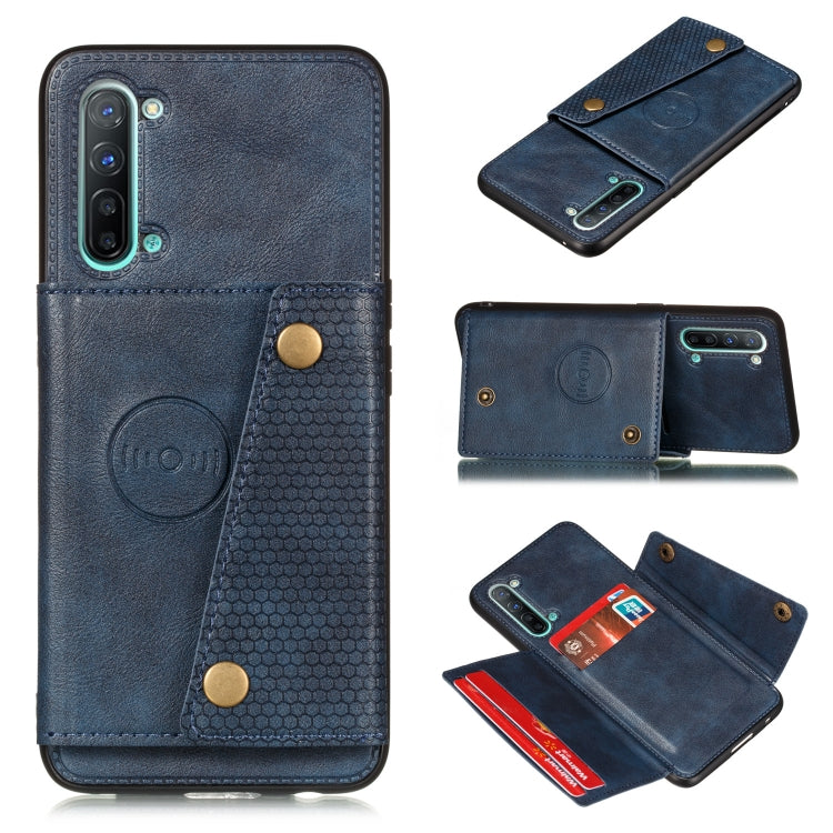 For OPPO Reno3 Double Buckle PU + TPU Shockproof Magnetic Protective Case with Card Slot & Holder