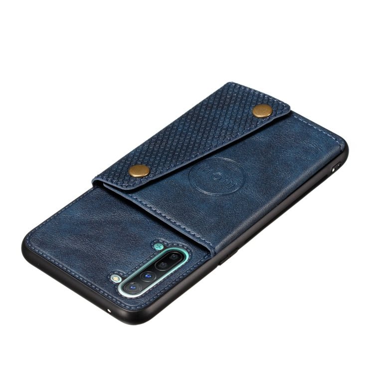 For OPPO Reno3 Double Buckle PU + TPU Shockproof Magnetic Protective Case with Card Slot & Holder