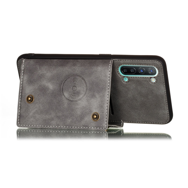 For OPPO Reno3 Double Buckle PU + TPU Shockproof Magnetic Protective Case with Card Slot & Holder