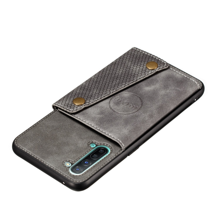 For OPPO Reno3 Double Buckle PU + TPU Shockproof Magnetic Protective Case with Card Slot & Holder