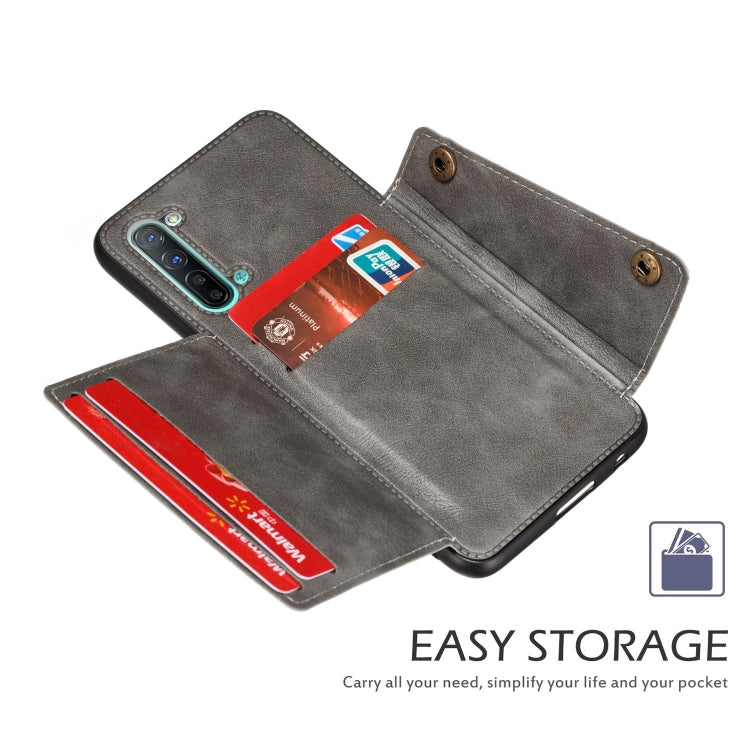 For OPPO Reno3 Double Buckle PU + TPU Shockproof Magnetic Protective Case with Card Slot & Holder