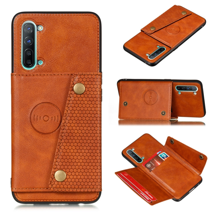 For OPPO Reno3 Double Buckle PU + TPU Shockproof Magnetic Protective Case with Card Slot & Holder