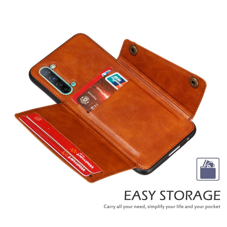 For OPPO Reno3 Double Buckle PU + TPU Shockproof Magnetic Protective Case with Card Slot & Holder