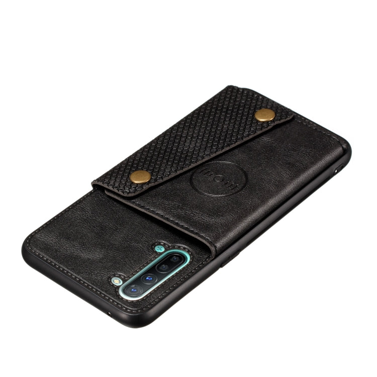 For OPPO Reno3 Double Buckle PU + TPU Shockproof Magnetic Protective Case with Card Slot & Holder