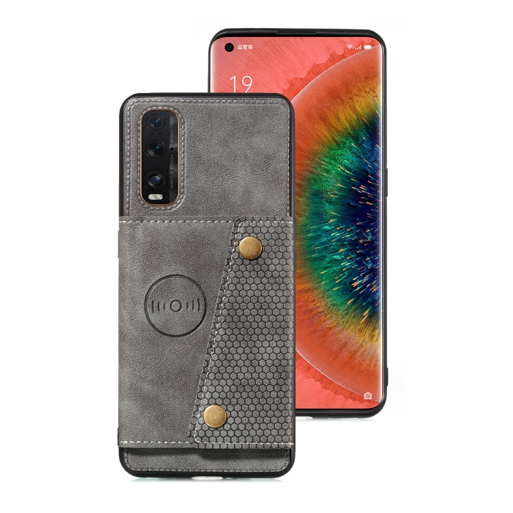 For OPPO Reno3 Pro Double Buckle PU + TPU Shockproof Magnetic Protective Case with Card Slot & Holder