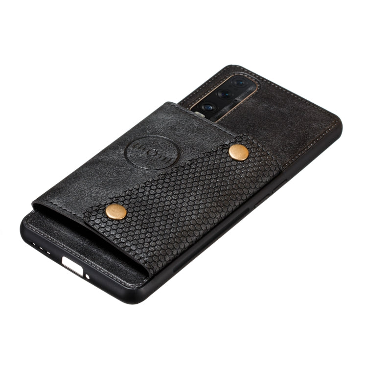 For OPPO Reno3 Pro Double Buckle PU + TPU Shockproof Magnetic Protective Case with Card Slot & Holder