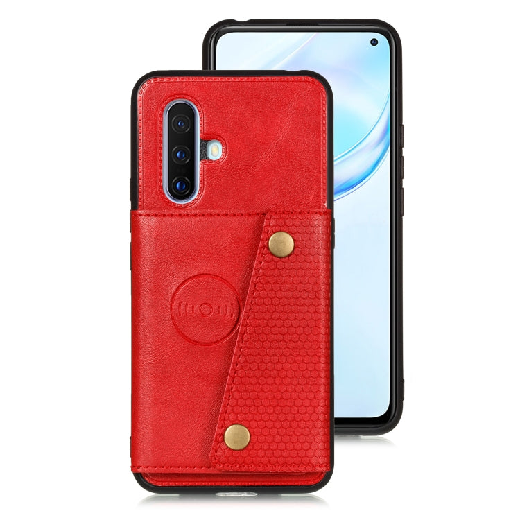 For Vivo X30 Double Buckle PU + TPU Shockproof Magnetic Protective Case with Card Slot & Holder