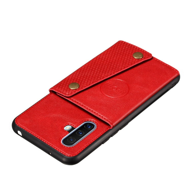 For Vivo X30 Double Buckle PU + TPU Shockproof Magnetic Protective Case with Card Slot & Holder