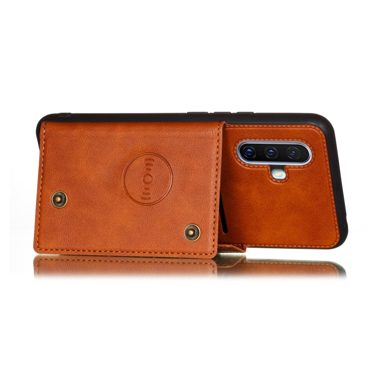 For Vivo X30 Double Buckle PU + TPU Shockproof Magnetic Protective Case with Card Slot & Holder