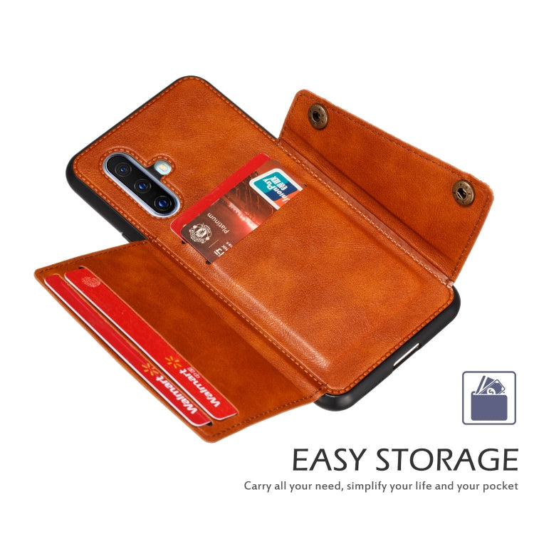 For Vivo X30 Double Buckle PU + TPU Shockproof Magnetic Protective Case with Card Slot & Holder