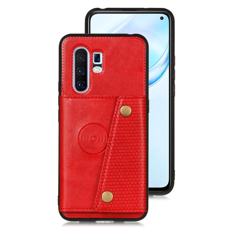 For Vivo X30 Pro Double Buckle PU + TPU Shockproof Magnetic Protective Case with Card Slot & Holder