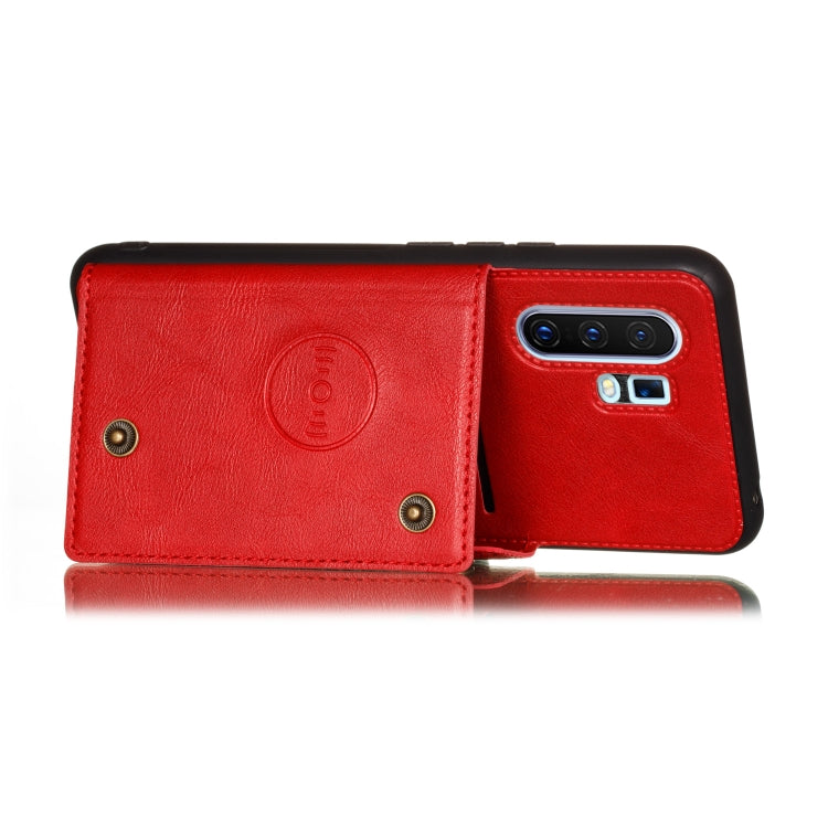 For Vivo X30 Pro Double Buckle PU + TPU Shockproof Magnetic Protective Case with Card Slot & Holder