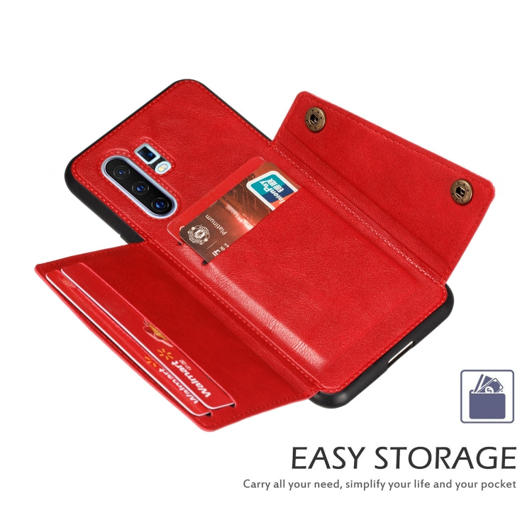 For Vivo X30 Pro Double Buckle PU + TPU Shockproof Magnetic Protective Case with Card Slot & Holder