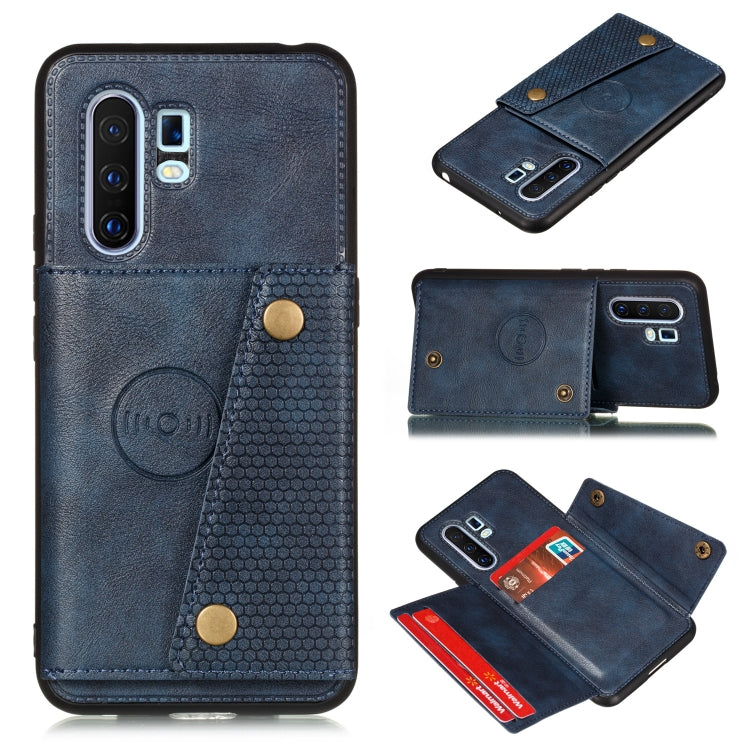 For Vivo X30 Pro Double Buckle PU + TPU Shockproof Magnetic Protective Case with Card Slot & Holder