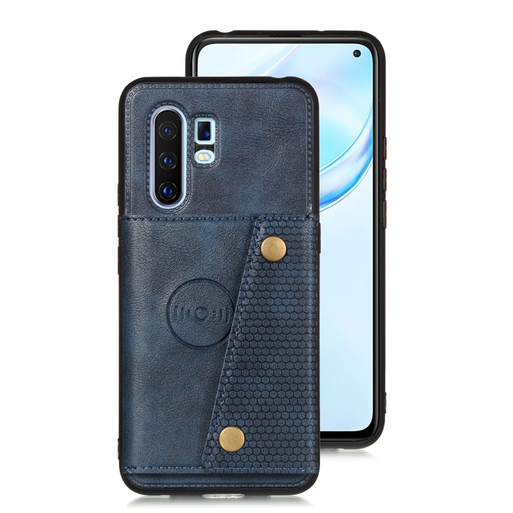 For Vivo X30 Pro Double Buckle PU + TPU Shockproof Magnetic Protective Case with Card Slot & Holder