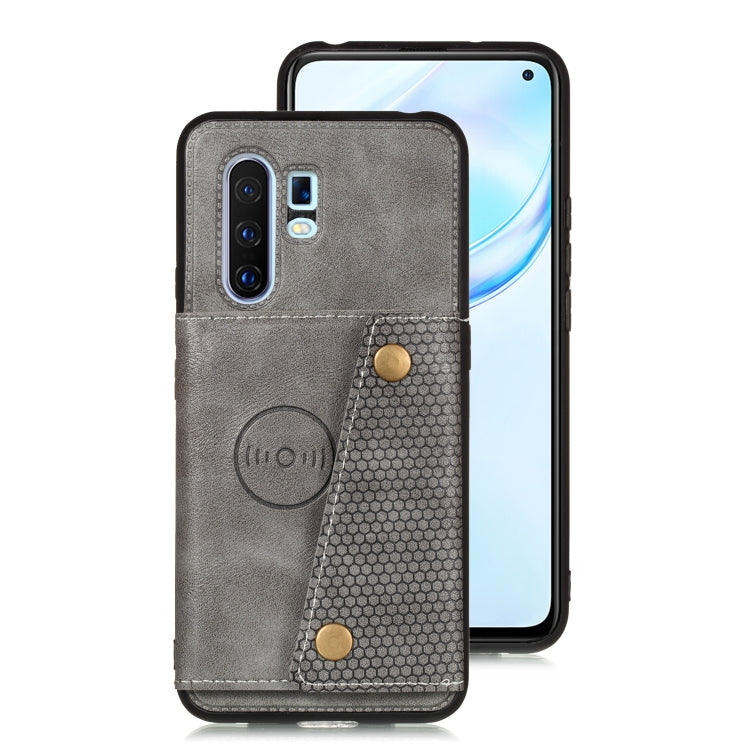 For Vivo X30 Pro Double Buckle PU + TPU Shockproof Magnetic Protective Case with Card Slot & Holder