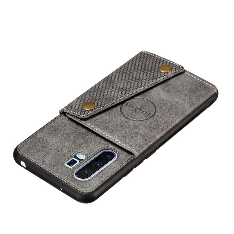 For Vivo X30 Pro Double Buckle PU + TPU Shockproof Magnetic Protective Case with Card Slot & Holder