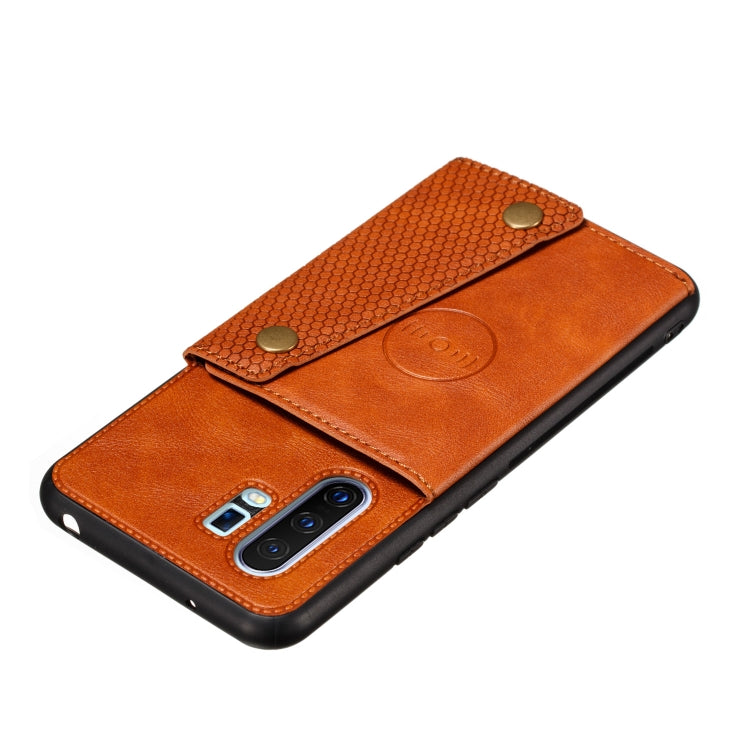 For Vivo X30 Pro Double Buckle PU + TPU Shockproof Magnetic Protective Case with Card Slot & Holder