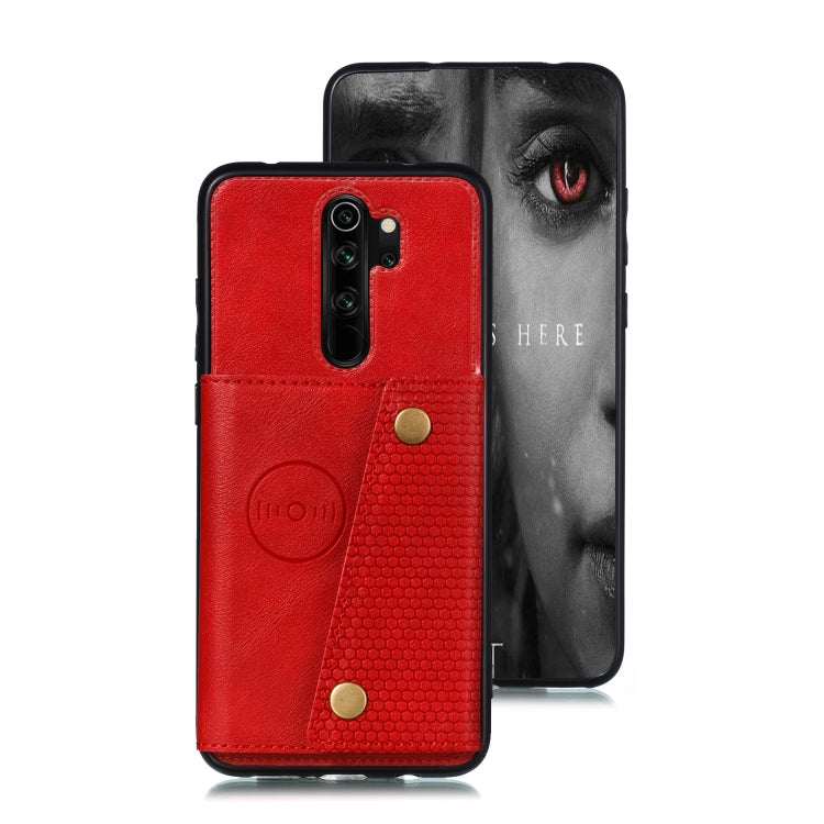 For Xiaomi Redmi 9 Double Buckle PU + TPU Shockproof Magnetic Protective Case with Card Slot & Holder