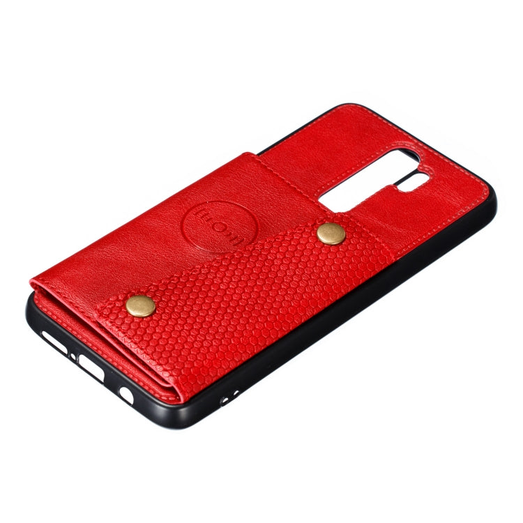 For Xiaomi Redmi 9 Double Buckle PU + TPU Shockproof Magnetic Protective Case with Card Slot & Holder