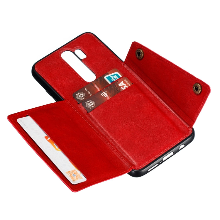 For Xiaomi Redmi 9 Double Buckle PU + TPU Shockproof Magnetic Protective Case with Card Slot & Holder