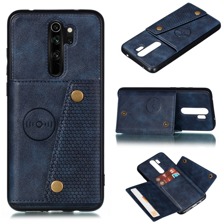For Xiaomi Redmi 9 Double Buckle PU + TPU Shockproof Magnetic Protective Case with Card Slot & Holder