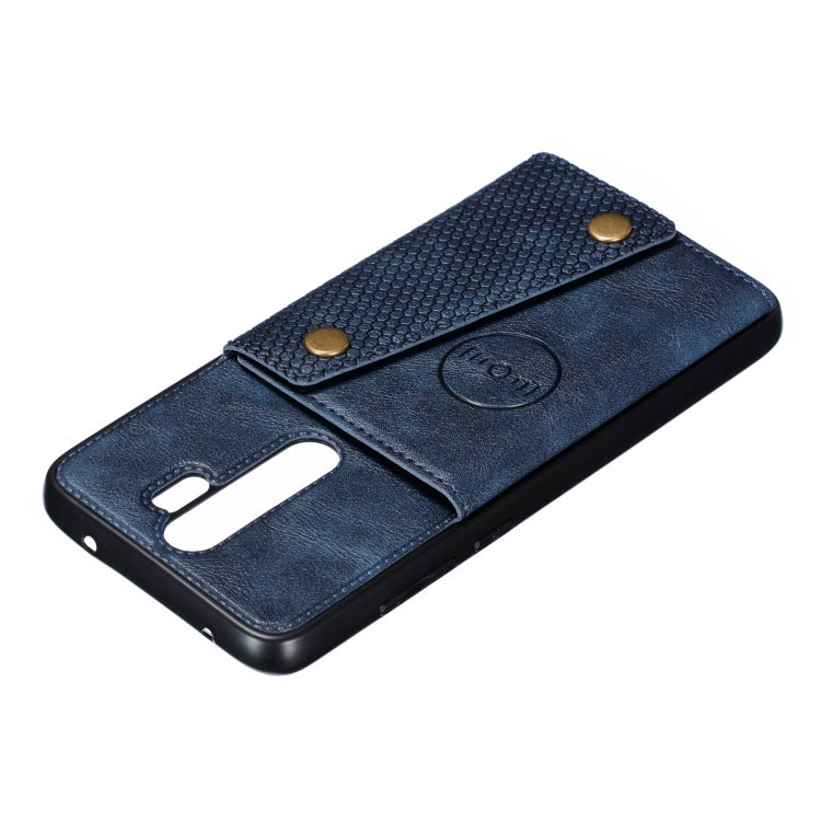 For Xiaomi Redmi 9 Double Buckle PU + TPU Shockproof Magnetic Protective Case with Card Slot & Holder