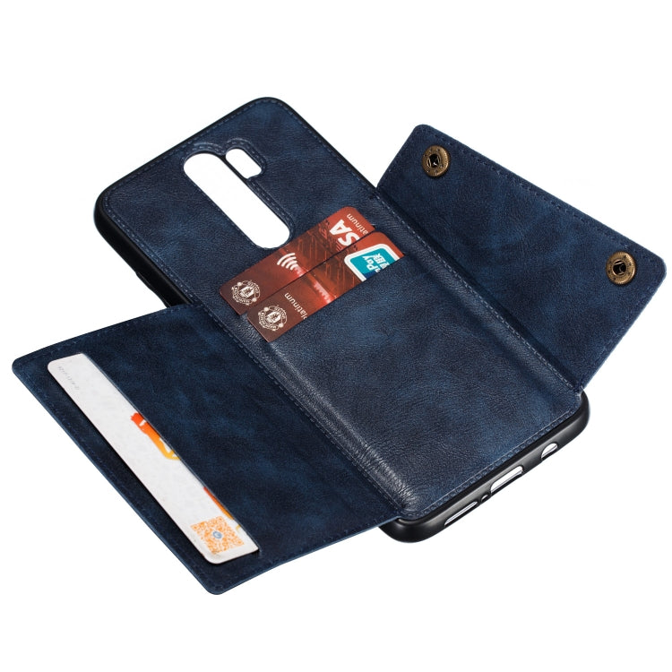For Xiaomi Redmi 9 Double Buckle PU + TPU Shockproof Magnetic Protective Case with Card Slot & Holder
