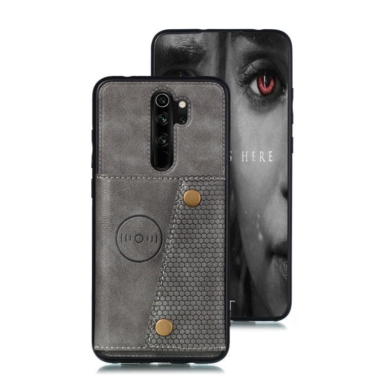 For Xiaomi Redmi 9 Double Buckle PU + TPU Shockproof Magnetic Protective Case with Card Slot & Holder