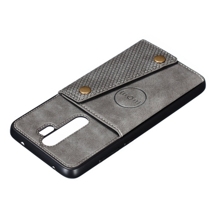 For Xiaomi Redmi 9 Double Buckle PU + TPU Shockproof Magnetic Protective Case with Card Slot & Holder