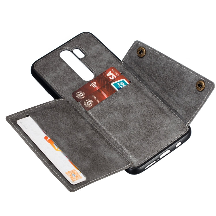 For Xiaomi Redmi 9 Double Buckle PU + TPU Shockproof Magnetic Protective Case with Card Slot & Holder