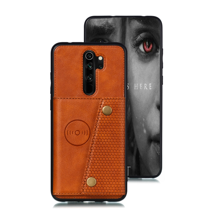 For Xiaomi Redmi 9 Double Buckle PU + TPU Shockproof Magnetic Protective Case with Card Slot & Holder