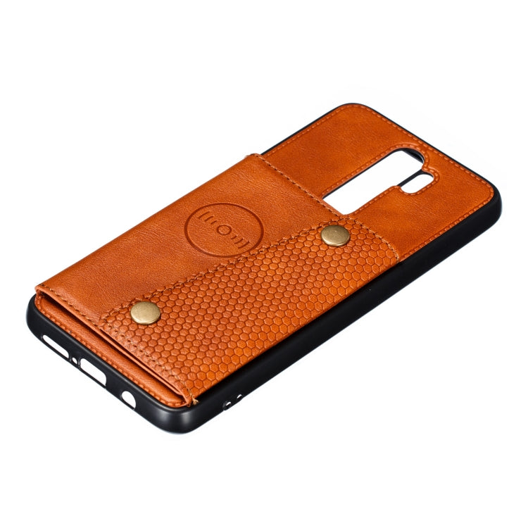 For Xiaomi Redmi 9 Double Buckle PU + TPU Shockproof Magnetic Protective Case with Card Slot & Holder