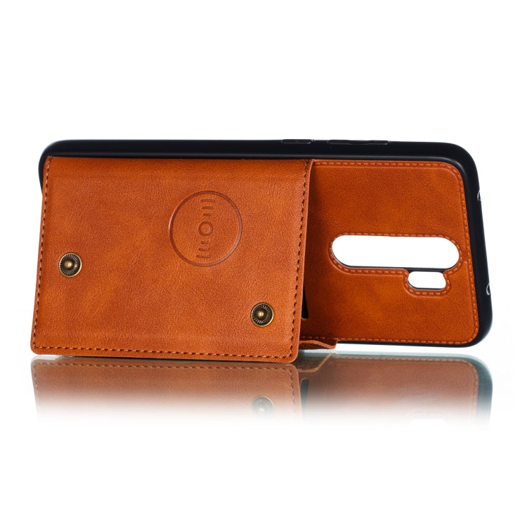 For Xiaomi Redmi 9 Double Buckle PU + TPU Shockproof Magnetic Protective Case with Card Slot & Holder