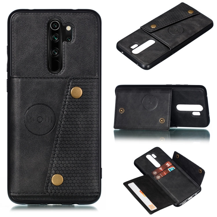 For Xiaomi Redmi 9 Double Buckle PU + TPU Shockproof Magnetic Protective Case with Card Slot & Holder