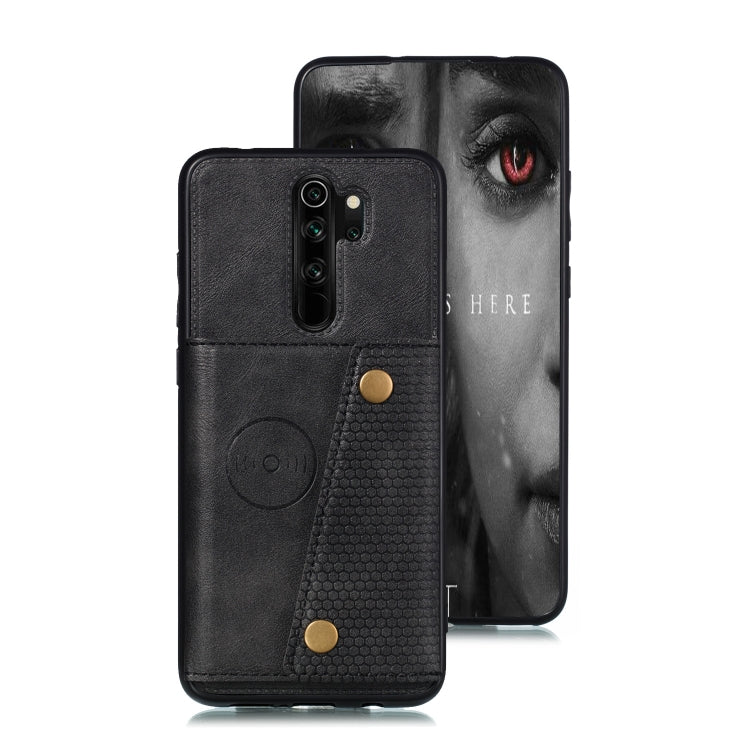 For Xiaomi Redmi 9 Double Buckle PU + TPU Shockproof Magnetic Protective Case with Card Slot & Holder