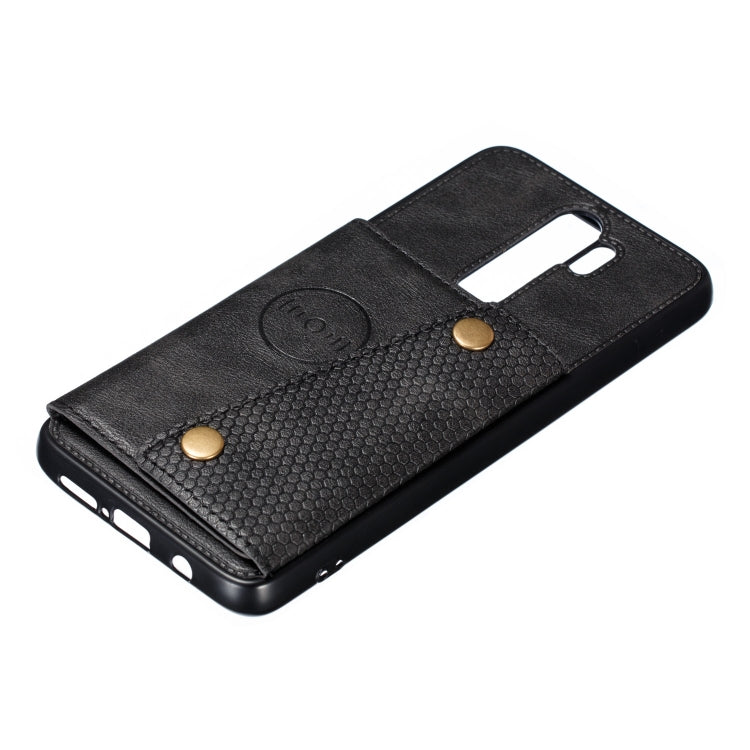 For Xiaomi Redmi 9 Double Buckle PU + TPU Shockproof Magnetic Protective Case with Card Slot & Holder