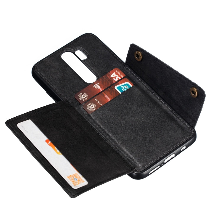 For Xiaomi Redmi 9 Double Buckle PU + TPU Shockproof Magnetic Protective Case with Card Slot & Holder